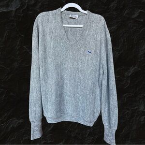 Vintage LaCoste Izod Sweater Mens Size XL Gray Vneck Pullover Alligator Soft